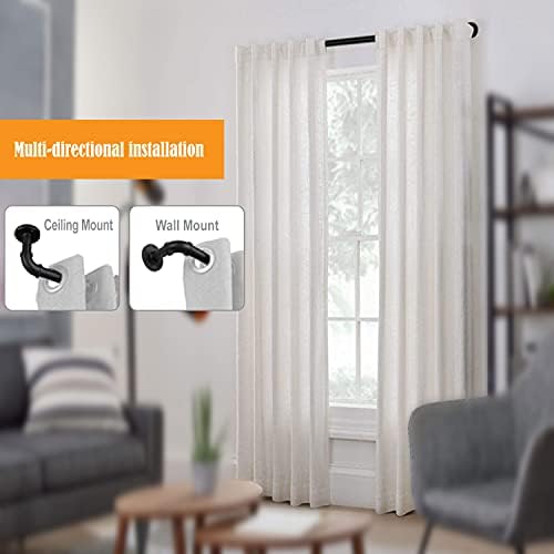 LUXFEN 1 Zoll Industrielle Gardinenstange 81-122cm – Rustikale Outdoor Deko für Fenster & Raumteiler, Schwarz