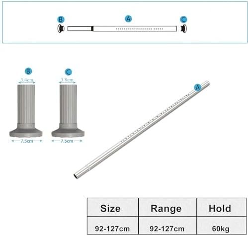 Teleskopstange ohne Bohren von – Ausziehbare Edelstahl Duschvorhangstange für große Fenster und Duschräume (Weiß, 228-2