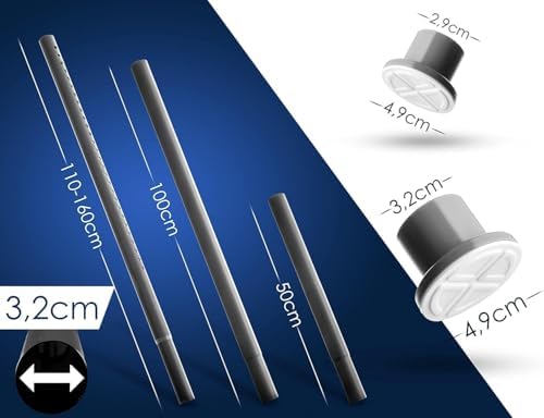 MEISENBERG Gardinenstange ohne Bohren 210-260cm – Robuste Teleskopstange in Matt Schwarz für Vorhänge und Raumteiler