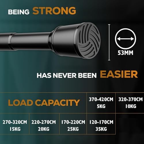 MEISENBERG Teleskopstange zum Klemmen 270-320 cm - Ausziehbare Gardinenstange ohne Bohren für Fenster und Küche in Weiß