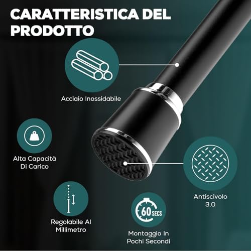 MEISENBERG Klemmstange 320-370cm, Weiß Ø 32mm – Vorhangstange ohne Bohren für Fenster & Dusche