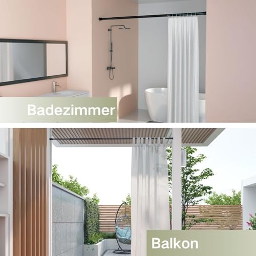 Klemmende Vorhangstange von – Verstellbare Teleskopstange ohne Bohren, ideal für Gardinen, Trennwände und Balkone 65-85