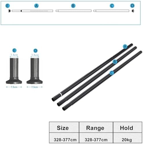 Teleskopstange ohne Bohren von – Ausziehbare Edelstahl Duschvorhangstange für große Fenster und Duschräume (Weiß, 228-2