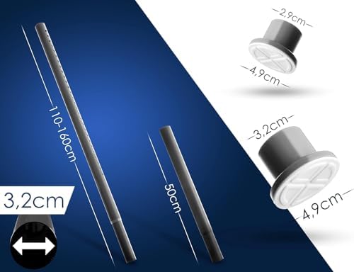 MEISENBERG Gardinenstange ohne Bohren 210-260cm – Robuste Teleskopstange in Matt Schwarz für Vorhänge und Raumteiler