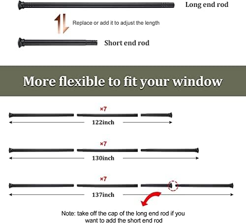 Mattschwarze Edelstahl Gardinenstange 71-472 cm mit Teetassendeckel Halterungen für stilvolle Schlafzimmerdekoration