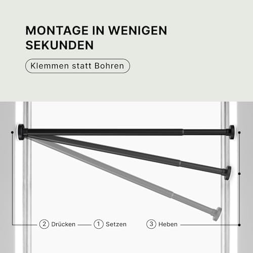 MEISENBERG Teleskopstange ohne Bohren - Multifunktionale Vorhangstange für Fenster und Küche (70-120cm) - Weiß, Ø 25 mm