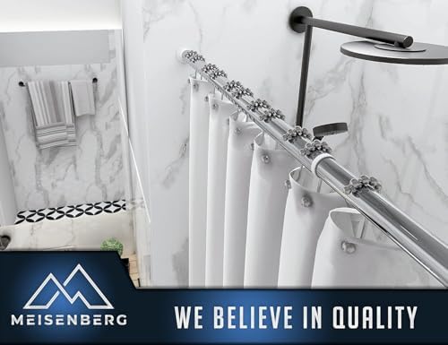 MEISENBERG Gardinenstange ohne Bohren 210-260cm – Robuste Teleskopstange in Matt Schwarz für Vorhänge und Raumteiler