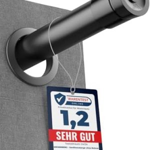 MEISENBERG Vorhangstange ohne Bohren - Ausziehbar & Schwarz - Ideal für schnelle Fensterdekoration 50-80cm