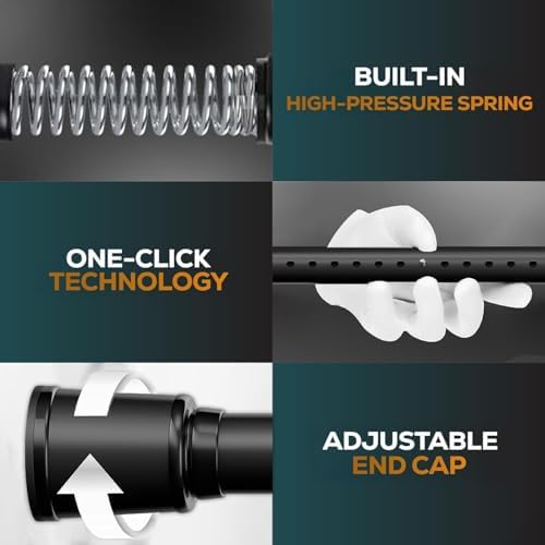 MEISENBERG Teleskopstange zum Klemmen 270-320 cm - Ausziehbare Gardinenstange ohne Bohren für Fenster und Küche in Weiß