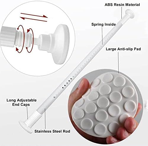 Teleskopstange ohne Bohren von – Ausziehbare Edelstahl Duschvorhangstange für große Fenster und Duschräume (Weiß, 228-2
