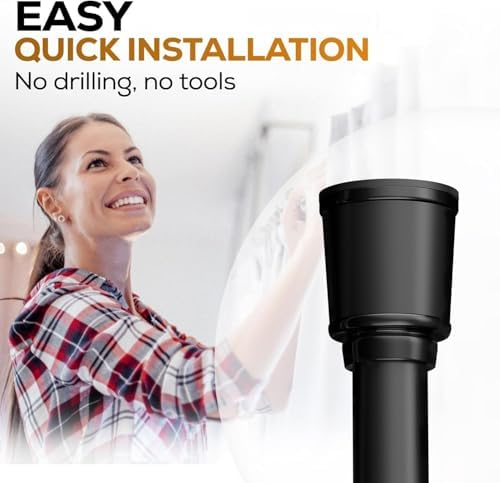 MEISENBERG Teleskopstange zum Klemmen 270-320 cm - Ausziehbare Gardinenstange ohne Bohren für Fenster und Küche in Weiß