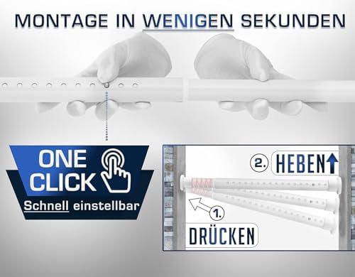 MEISENBERG Gardinenstange ohne Bohren 210-260cm – Robuste Teleskopstange in Matt Schwarz für Vorhänge und Raumteiler