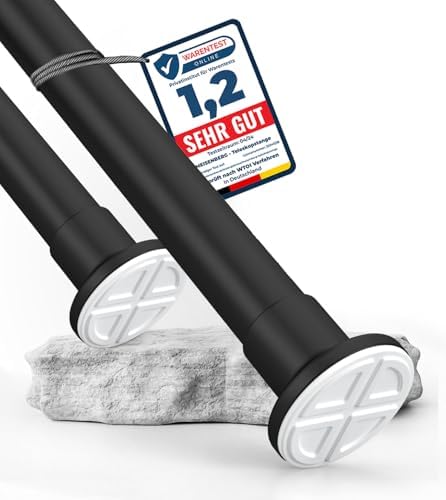 MEISENBERG Gardinenstange ohne Bohren 210-260cm – Robuste Teleskopstange in Matt Schwarz für Vorhänge und Raumteiler