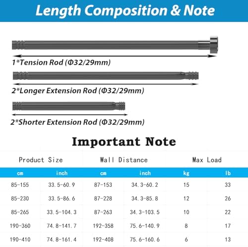 Gardinenstange ohne Bohren von - Verstellbare Teleskopstange für Dusche und Fenster, 62-85CM
