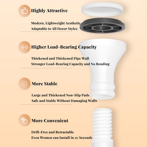 Teleskopstangen von , ausziehbar 40-500 cm, ideal für Wohnmobil, Balkon & Bad, ohne Bohren, Weiß