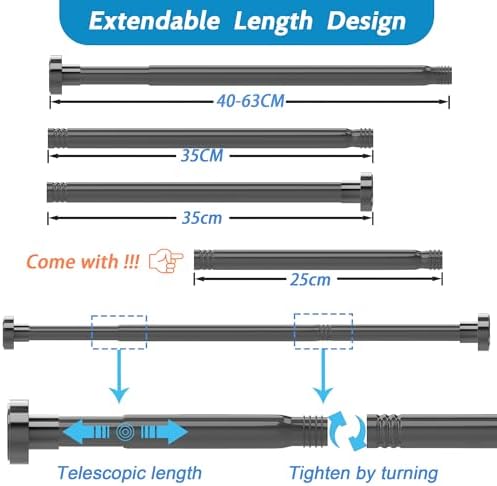 Gardinenstange ohne Bohren von - Verstellbare Teleskopstange für Dusche und Fenster, 62-85CM