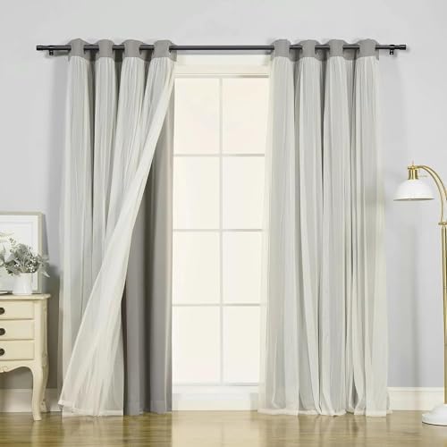 Ausziehbare Vorhangstange von – Verstellbare Gardinenstange für Schlafzimmer, Wohnzimmer, Küche (72-155CM Φ25mm)