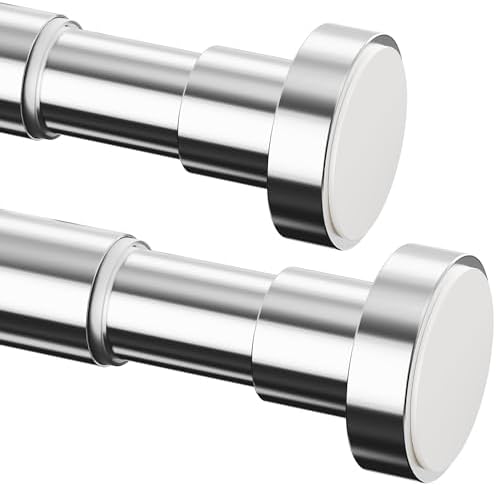 Gardinia Gardinenstange ohne Bohren, einstellbar für Duschvorhang & Schrank (72-145cm, φ25mm, Weiß)