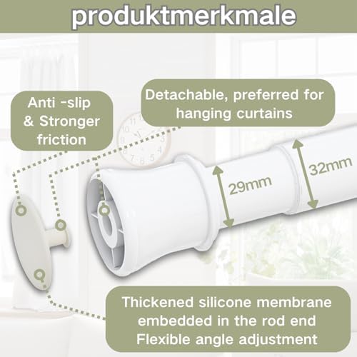 Klemmende Vorhangstange von – Verstellbare Teleskopstange ohne Bohren, ideal für Gardinen, Trennwände und Balkone 65-85