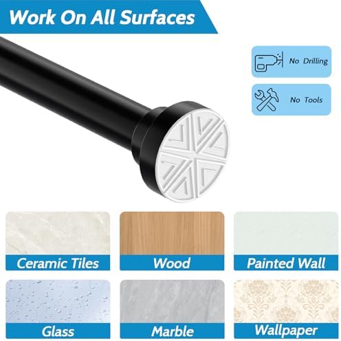 Gardinenstange ohne Bohren von - Verstellbare Teleskopstange für Dusche und Fenster, 62-85CM