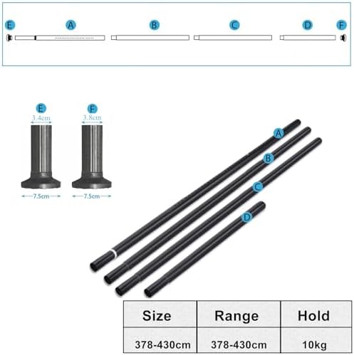 Teleskopstange ohne Bohren von – Ausziehbare Edelstahl Duschvorhangstange für große Fenster und Duschräume (Weiß, 228-2