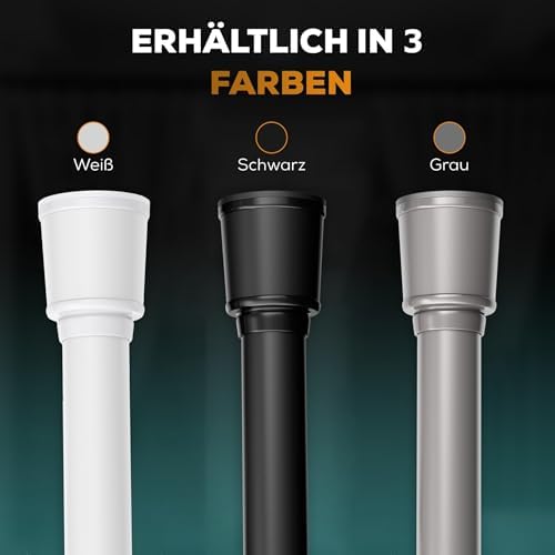 MEISENBERG Teleskopstange zum Klemmen 270-320 cm - Ausziehbare Gardinenstange ohne Bohren für Fenster und Küche in Weiß