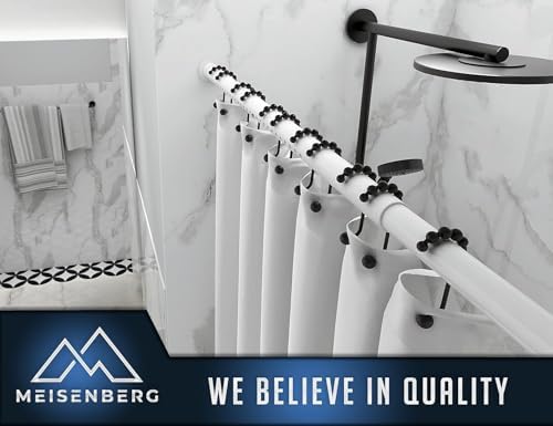 MEISENBERG Gardinenstange ohne Bohren 210-260cm – Robuste Teleskopstange in Matt Schwarz für Vorhänge und Raumteiler