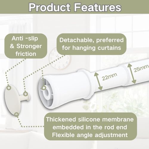 Klemmende Vorhangstange von – Verstellbare Teleskopstange ohne Bohren, ideal für Gardinen, Trennwände und Balkone 65-85