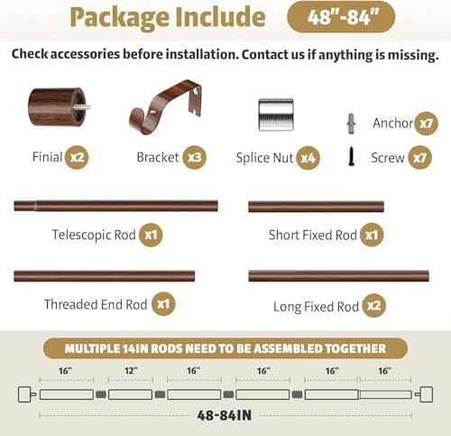 Gardinenstange ohne Bohren von – Ausziehbare Vorhangstange 76-228 cm in Schwarz Matt für einfache Montage und stilvolle
