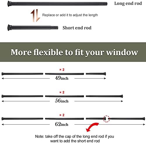 Mattschwarze Edelstahl Gardinenstange 71-472 cm mit Teetassendeckel Halterungen für stilvolle Schlafzimmerdekoration