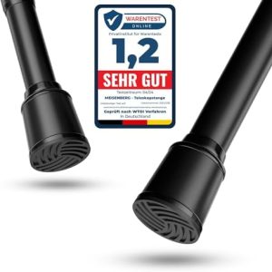 MEISENBERG Teleskop Duschvorhangstange ohne Bohren 170-220cm, Schwarz - Elegante Lösung für Dusche und Türen