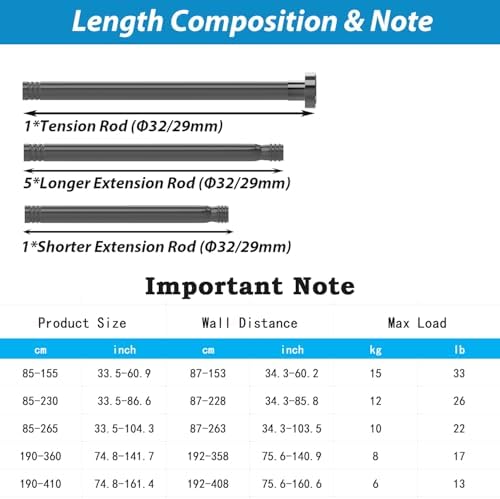 Gardinenstange ohne Bohren von - Verstellbare Teleskopstange für Dusche und Fenster, 62-85CM