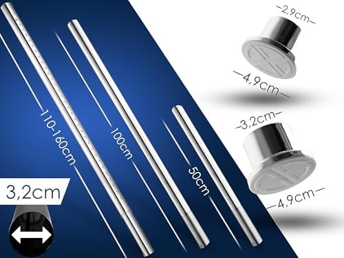 MEISENBERG Gardinenstange ohne Bohren 210-260cm – Robuste Teleskopstange in Matt Schwarz für Vorhänge und Raumteiler