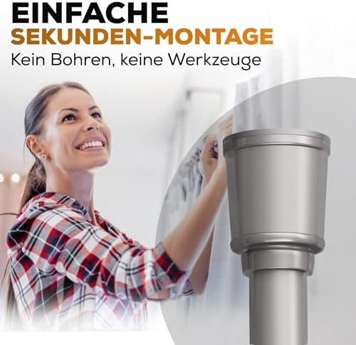 MEISENBERG Teleskopstange zum Klemmen 270-320 cm - Ausziehbare Gardinenstange ohne Bohren für Fenster und Küche in Weiß