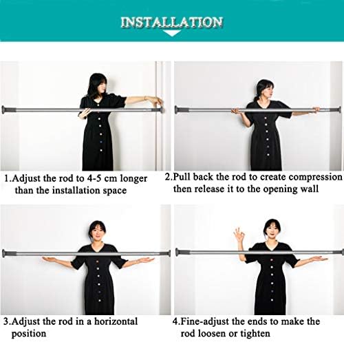 Teleskopstange ohne Bohren von – Ausziehbare Edelstahl Duschvorhangstange für große Fenster und Duschräume (Weiß, 228-2