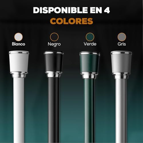 MEISENBERG Klemmstange 320-370cm, Weiß Ø 32mm – Vorhangstange ohne Bohren für Fenster & Dusche