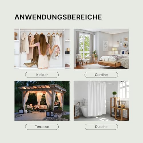 MEISENBERG Teleskopstange ohne Bohren - Multifunktionale Vorhangstange für Fenster und Küche (70-120cm) - Weiß, Ø 25 mm