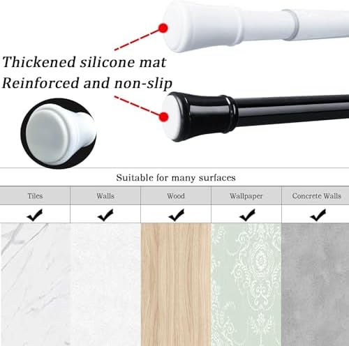 Klemmende Vorhangstange von – Verstellbare Teleskopstange ohne Bohren, ideal für Gardinen, Trennwände und Balkone 65-85