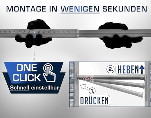 MEISENBERG Gardinenstange ohne Bohren 210-260cm – Robuste Teleskopstange in Matt Schwarz für Vorhänge und Raumteiler