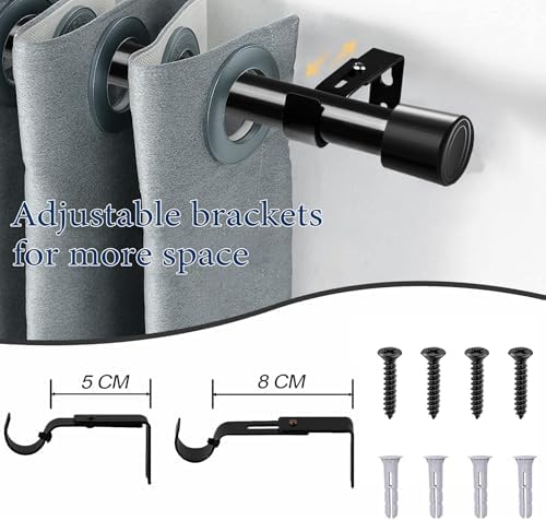 Ausziehbare Vorhangstange von – Verstellbare Gardinenstange für Schlafzimmer, Wohnzimmer, Küche (72-155CM Φ25mm)