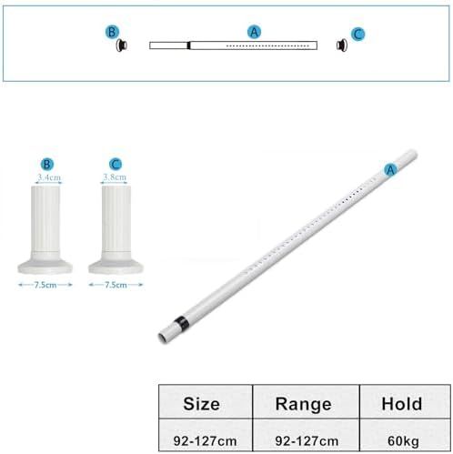 Teleskopstange ohne Bohren von – Ausziehbare Edelstahl Duschvorhangstange für große Fenster und Duschräume (Weiß, 228-2