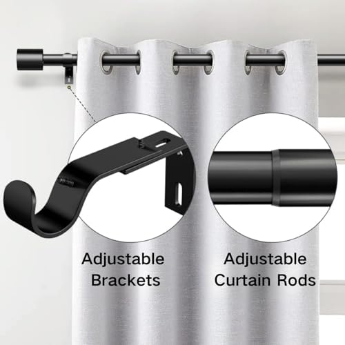 Ausziehbare Vorhangstange von – Verstellbare Gardinenstange für Schlafzimmer, Wohnzimmer, Küche (72-155CM Φ25mm)