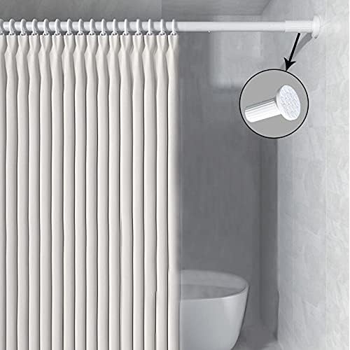 Teleskopstange ohne Bohren von – Ausziehbare Edelstahl Duschvorhangstange für große Fenster und Duschräume (Weiß, 228-2