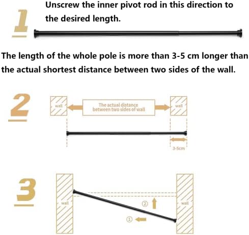 Gardinia Gardinenstange ohne Bohren, einstellbar für Duschvorhang & Schrank (72-145cm, φ25mm, Weiß)