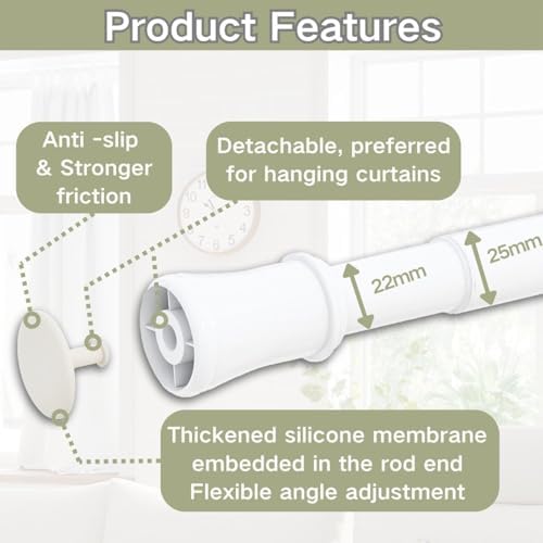 Klemmende Vorhangstange von – Verstellbare Teleskopstange ohne Bohren, ideal für Gardinen, Trennwände und Balkone 65-85