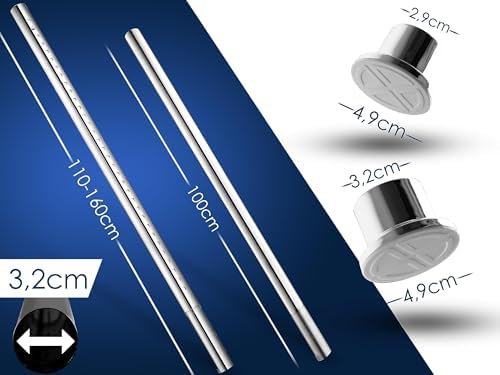 MEISENBERG Gardinenstange ohne Bohren 210-260cm – Robuste Teleskopstange in Matt Schwarz für Vorhänge und Raumteiler