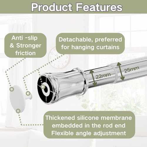 Klemmende Vorhangstange von – Verstellbare Teleskopstange ohne Bohren, ideal für Gardinen, Trennwände und Balkone 65-85