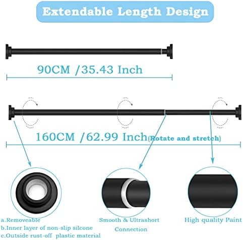 Gardinenstange ohne Bohren von - Verstellbare Teleskopstange für Dusche und Fenster, 62-85CM