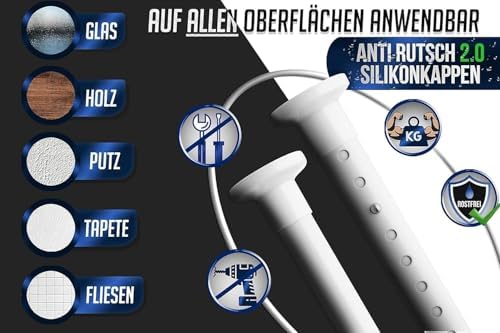 MEISENBERG Gardinenstange ohne Bohren 210-260cm – Robuste Teleskopstange in Matt Schwarz für Vorhänge und Raumteiler