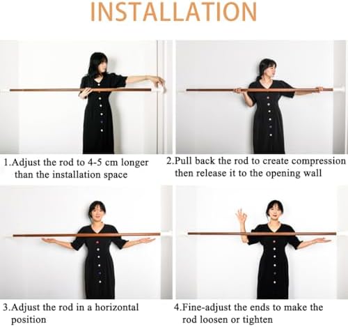 Teleskopstange Schwarz 328-377 cm – No-Drill Vorhangstange für Badezimmer, Schlafzimmer & große Fenster